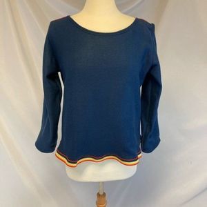 Navy Fleece Sweatshirt with Rainbow Trim